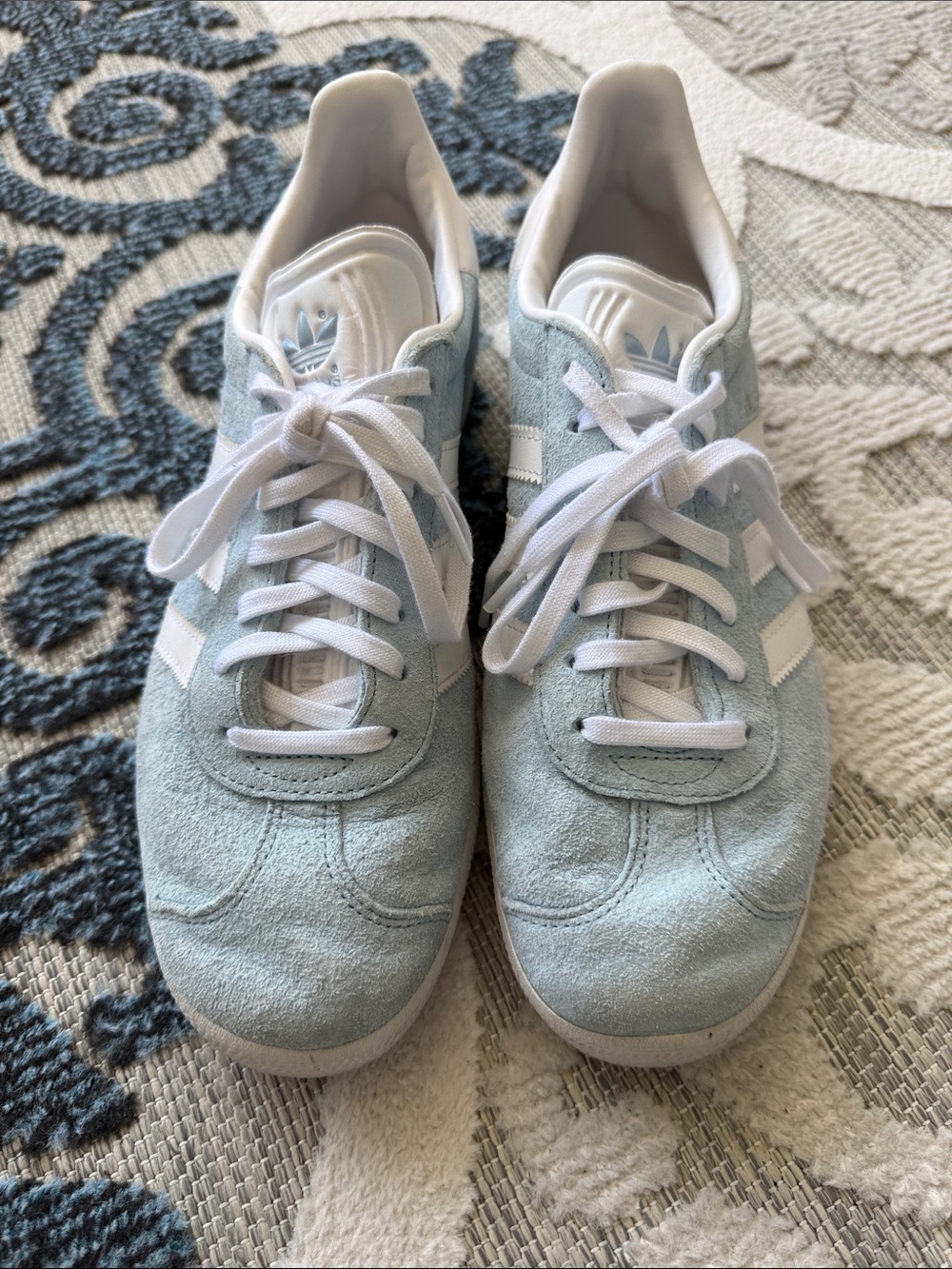 Adidas Suede Sneakers in Pale Blue and White